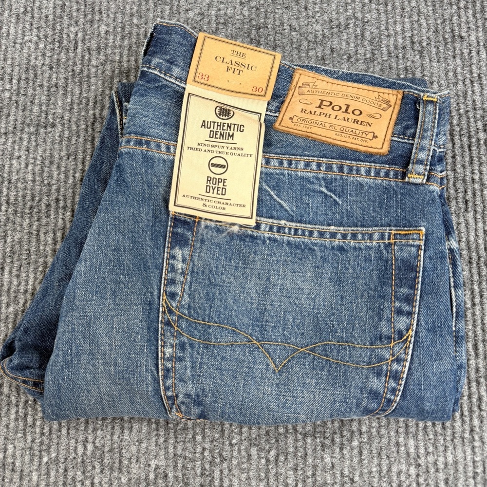 New Polo Ralph Lauren Classic Fit Distressed Patchwork Jeans Men's 33x30